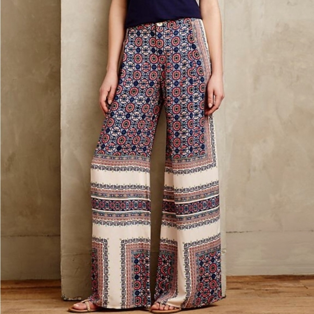 Anthropologie Elevenses Bohemian Wide-Leg Pants - Sz 8